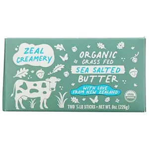 Organic Grass Fed Sea Salted Butter, 8 OZ