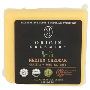 Organic 100% A2 Heritage Aged Medium Cheddar, 8 OZ