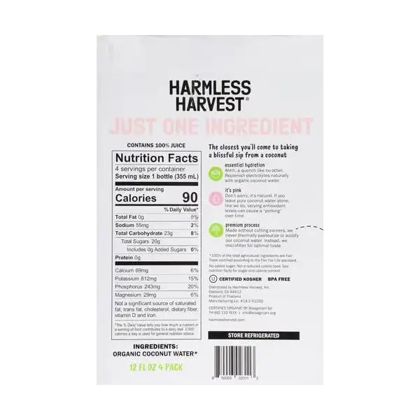 Organic Coconut Water 4 Pack, 12 FZ 2