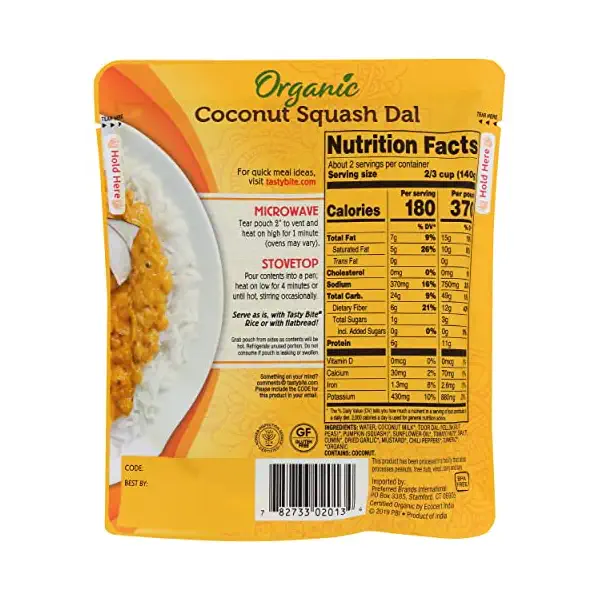 Organic Coconut Squash Dal, 10 OZ 2