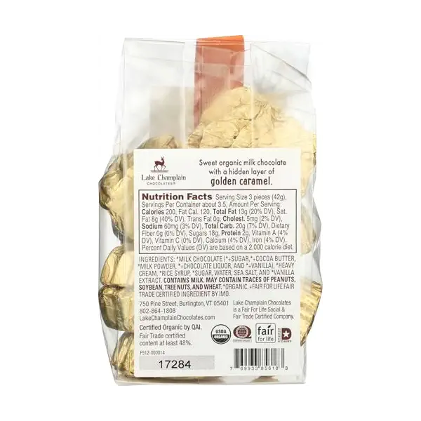 Organic Milk Chocolate Caramel Leaves Gift Bag, 5 OZ 2