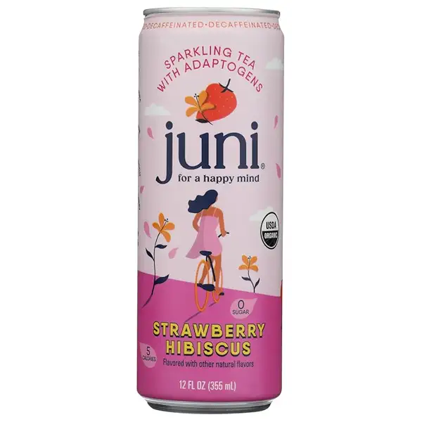 Organic Strawberry Hibiscus Decaf Sparkling Tea, 12 FZ 1