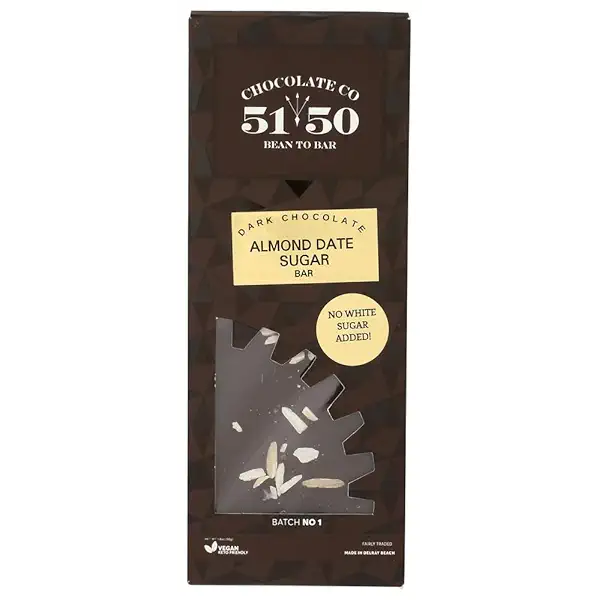 Chocolate with Almonds Sweetened with Date Sugar 1