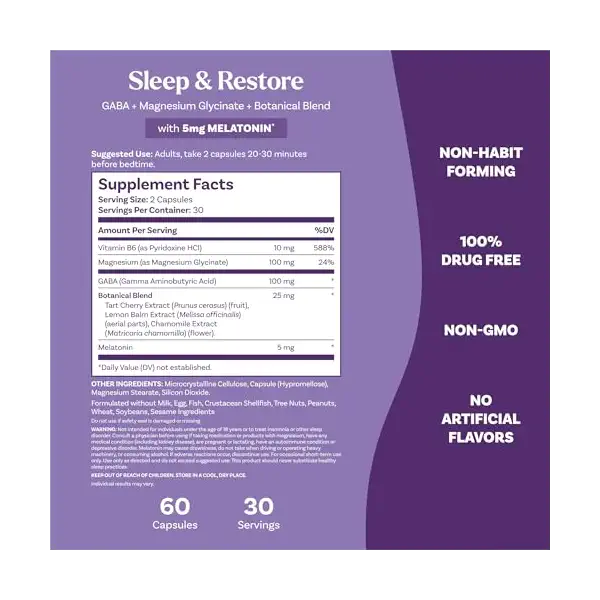 Sleep & Restore with Melatonin Capsule, 60 CT 5