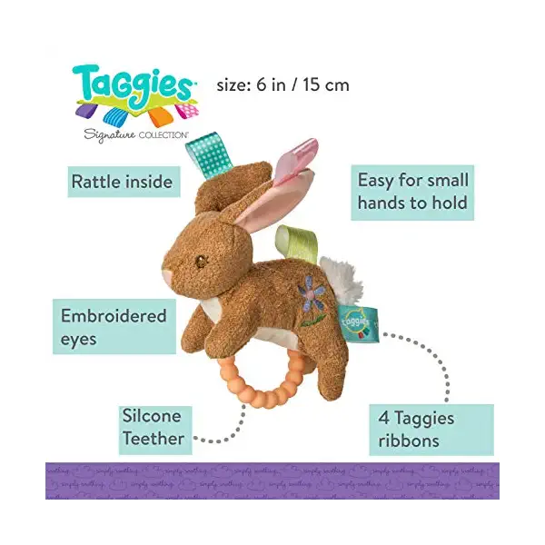 Taggies Harmony Bunny Rattle Teether 6In 3