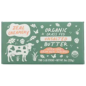Organic Grass Fed Unsalted Butter, 8 OZ