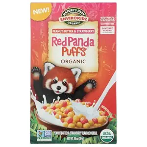 Organic Red Panda Peanut Butter Strawberry Puffs Cereal, 10 OZ