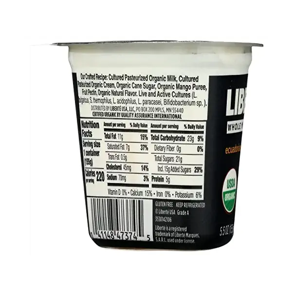 Organic Whole Milk Mango Yogurt, 5.5 OZ 6