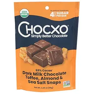 Organic Toffee Almond 69% Dark Milk Chocolate Snaps, 3.45 OZ