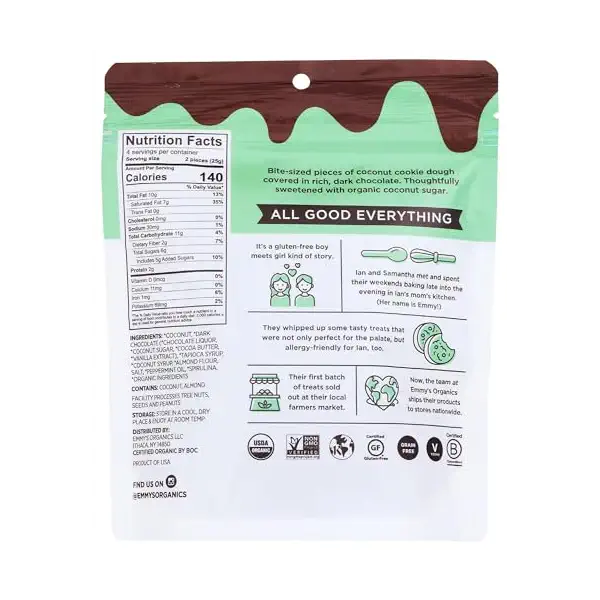 Organic Mint Chocolate Covered Coconut Cookie Bites, 3.5 OZ 2