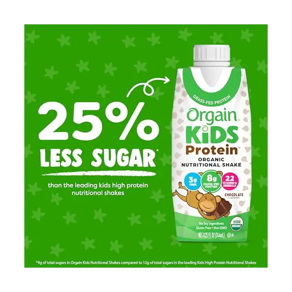Organic Kids Chocolate Nutrition Protein Shake 4 Pack, 33 FZ 3