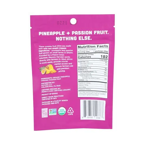 Organic Chewy Pineapple & Passion Fruit Fruit Bites 2