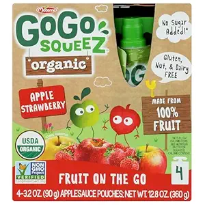 Organic Strawberry Applesauce 4 Count, 3.2 OZ