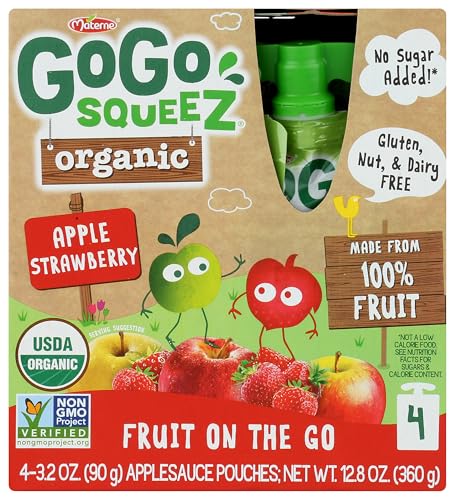 Organic Strawberry Applesauce 4 Count, 3.2 OZ at Whole Foods