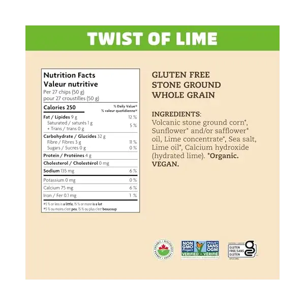 Organic Twist of Lime Tortilla Chips 9
