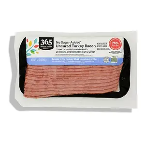 365 Turkey Bacon Uncured Sugar Free ABF, 12 OZ