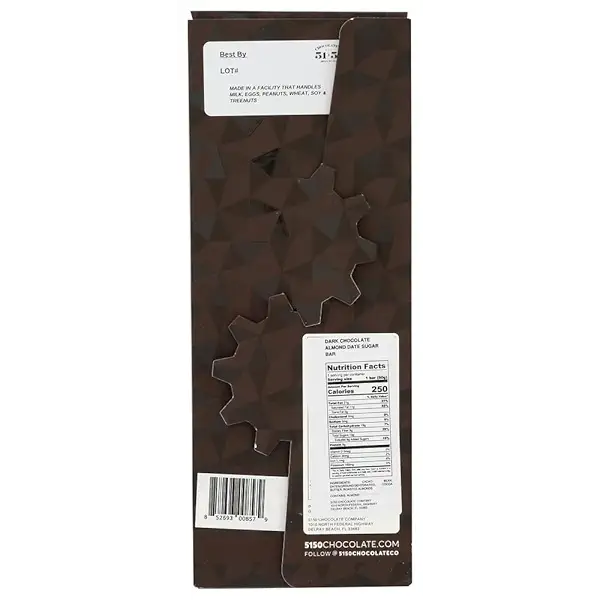 Chocolate with Almonds Sweetened with Date Sugar 2