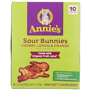 Organic Sour Bunnies Fruit Snacks 10 Count, 7 OZ
