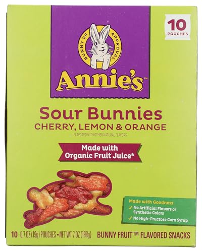 Organic Sour Bunnies Fruit Snacks 10 Count, 7 OZ