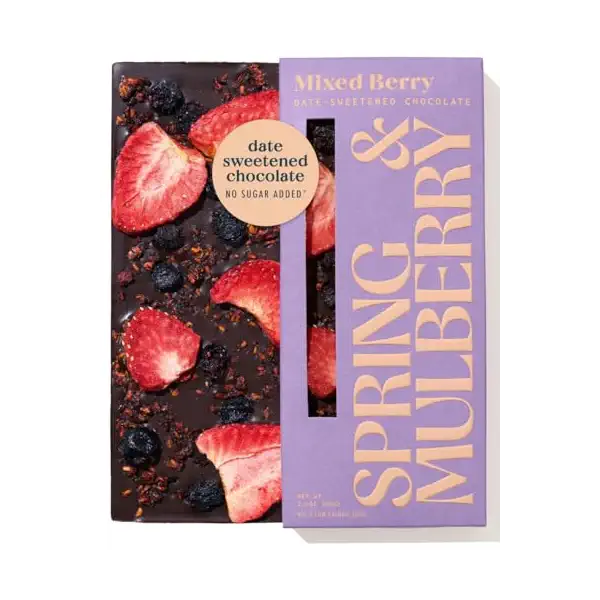 Mixed Berry Date Sweetened Chocolate Bar 1