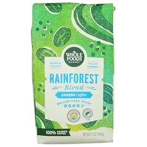 Whole Foods Market, Rainforest Blend Coffee, Medium-Dark Roast Ground, 12 Ounce