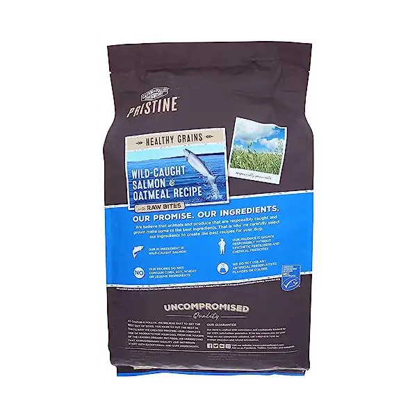 Pristine Salmon & Oatmeal with Raw Bites Dog Food 10Lb, 160 OZ 2