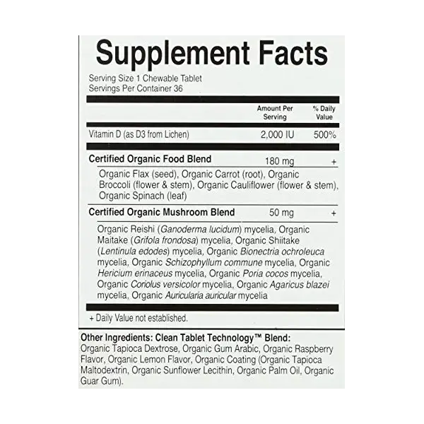 Organic MyKind Vegan D3 Raspberry Lemon Tabs, 36 CT 3