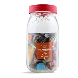 Mixed Color Plastic Lid Screw Top Glass Jar 2L, 1 EA