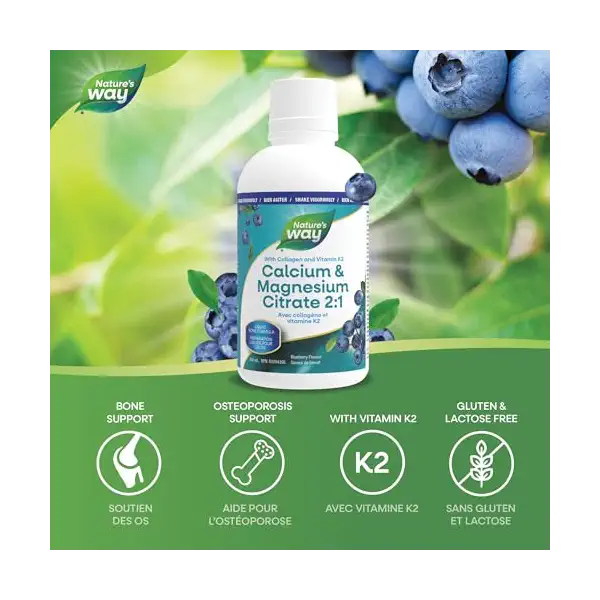 Calcium & Magnesium Citrate 2:1 K2 Liquid Blueberry 4