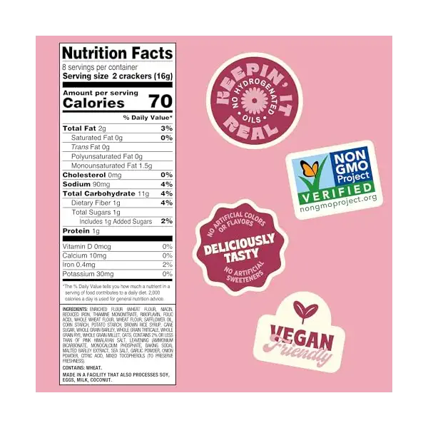 Pink Himalayan Salt Flatbread Crackers, 5 OZ 2