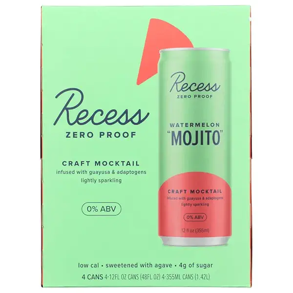 Non-Alcoholic Zero Proof Watermelon Mojito Mocktail 4pk Cans, 355 ML 1