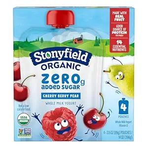 Organic Cherry Berry Pear Zero Sugar Kds Yogurt Pouch 4 Pack, 14 OZ