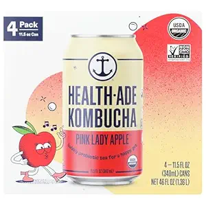 Organic Pink Lady Apple Kombucha 4 Pack Cans, 46 FZ