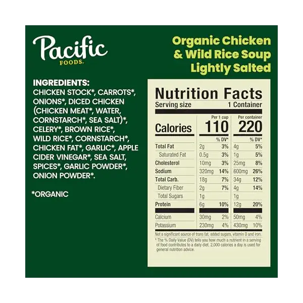 Organic Low Sodium Chicken & Wild Rice Soup, 16.3 OZ 2