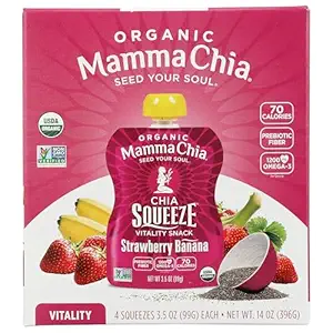 Organic Strawberry Banana Chia Squeeze Snack 4 Count, 3.5 OZ
