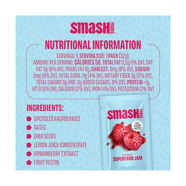 Raspberry Superfood Jam Sgl, 1.15 OZ 7