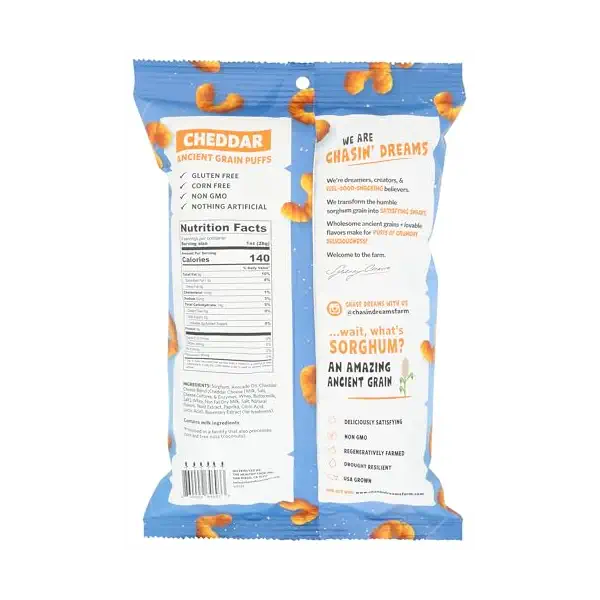 Cheddar Ancient Grain Puffs, 4 OZ 2