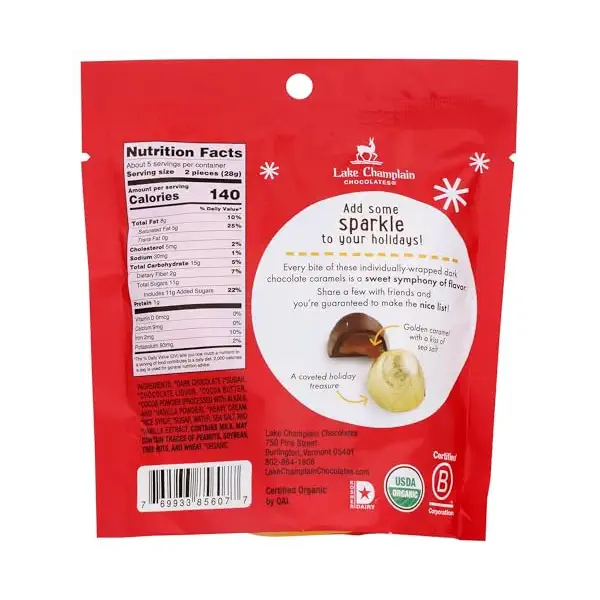 Organic Salted Caramel Dark Chocolate Jubilee Gift Bag, 5 OZ 2