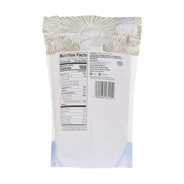 Raw Almonds Steam Pasteurized 16 Ounce At Whole Foods Market