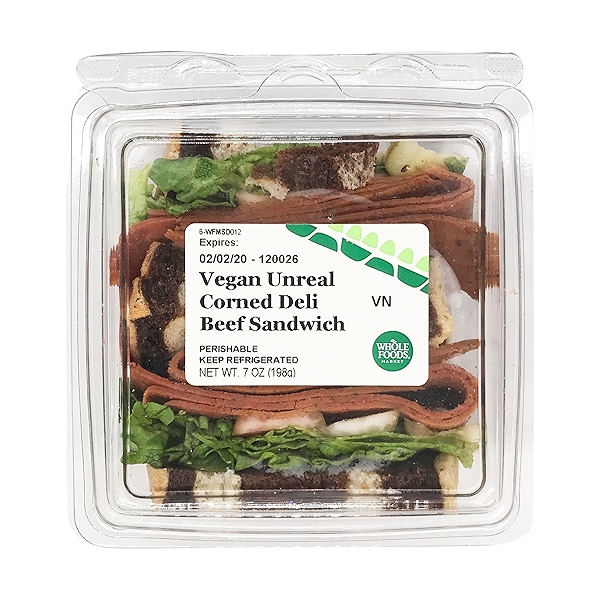 Vegan Unreal Corned Deli Beef Sandwich, 7 oz at Whole Foods Market