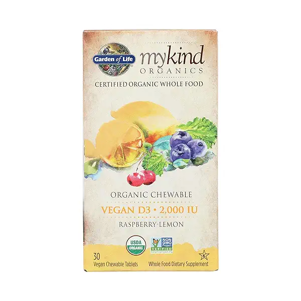Vitamins Mykind Organics 2000 Iu Vegan D3 (Raspberry-lemon Chewable), 30 vegan chewable tablets 1