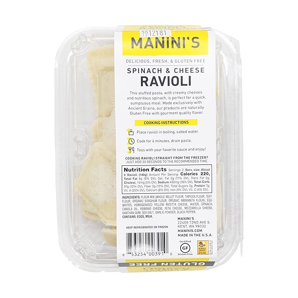 Gluten Free Ravioli Spinach Cheese Made With Ancient Grain 9 5 Oz At Whole Foods Market