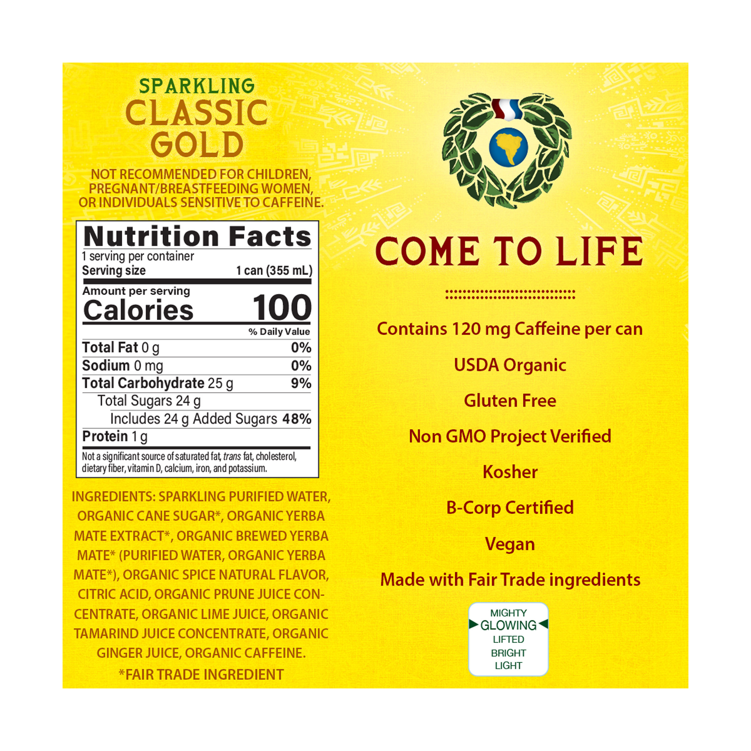 Classic Gold Sparkling Yerba Mate 12 Fl Oz At Whole Foods Market