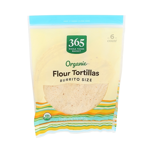 Organic Tortillas, Flour Burrito Size (6 Tortillas), 16 oz at Whole