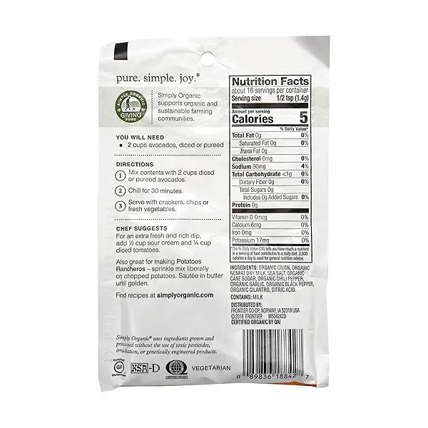 Organic Guacamole Dip Mix, 0.8 oz 2