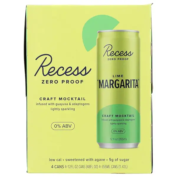 Non-Alcoholic Zero Proof Lime Margarita Mocktail 4pk Cans, 355 ML 1