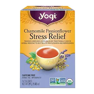 Organic Stress Relief Chamomile Passionflower Tea, 16 CT