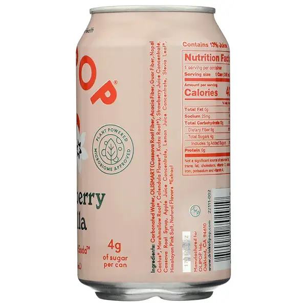 Strawberry Vanilla Prebiotic Soda Sgl 3