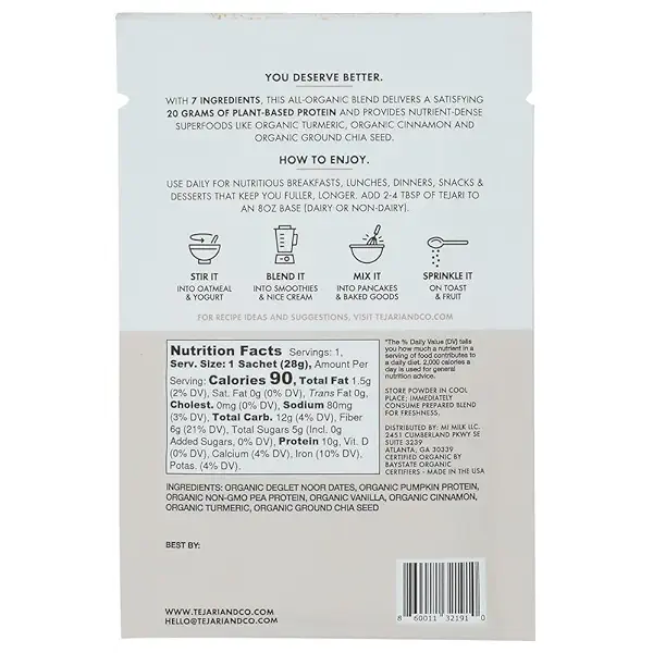 Organic Vanilla Plant Protein Single 2