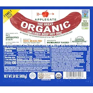 Organic Uncured Beef Hot Dogs, 14 OZ